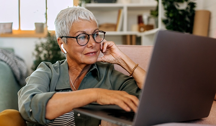 woman on laptop at home